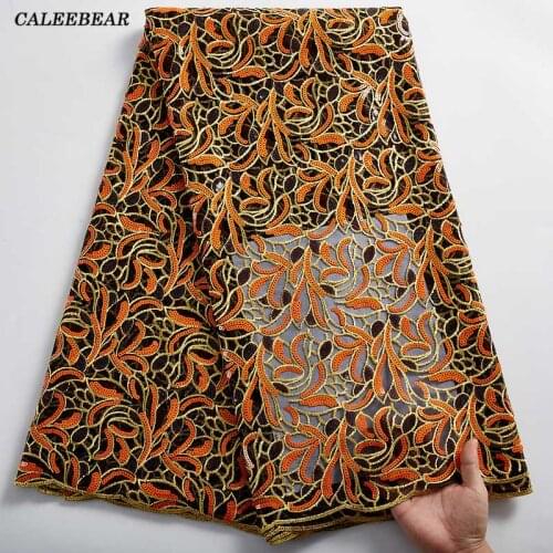 2021 Latest African Lace Fabric French Net Lace With Sequins Embroidery Nigerian Mesh Lace Fabric For Wedding Party Dress S2380