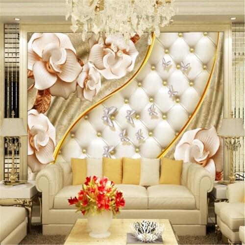 Milofi custom photo 3D wall covering mural wallpaper Nordic golden jewelry flower soft bag jewelry TV background wall