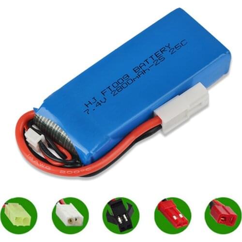 7.4V 2800mAh Lipo Battery EL-2P/T/SM Plug for Feilun FT009 RC toys Boat Spare Parts Wltoys 12428 Huangqi 959 948 7.4V 2S battery