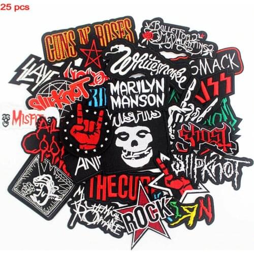 Mixed Band Rock Music Patches Embroidered Badges Punk Hippie Clothes Stickers Ironing for Cloth Jacket Jeans DIY Applique