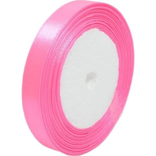 25yards 4/8" (12mm) Satin Ribbon Wedding Party Table Anniversary Cake Flower Decorating Pink gift box packing decoration