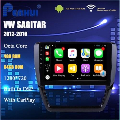 Car DVD for VW Sagitar (2012-2016) Car Radio Multimedia Video Player Navigation GPS Android 10.0 Double Din