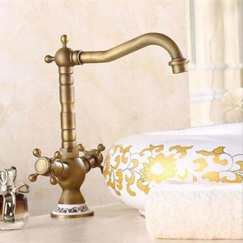Free shipping Antique Bronze Finish 360 Degree Swivel Brass Basin Faucet Bathroom Basin Sink Mixer Bath& kitchen taps Faucet