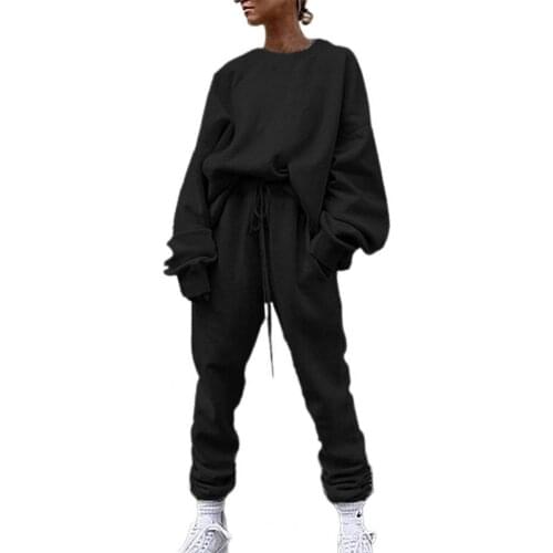 Blouse Women Solid Color Long Sleeve Loose Blouse Pants Autumn Winter Tracksuit Outfit