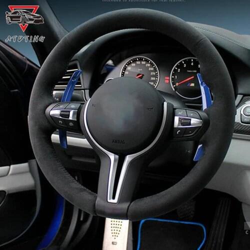 BMW F33 428i 2015 F30 328i 330i 320d 2016 F87 M3 M4 2014-2016 DIY Black Suede Leather Car Steering Wheel Cover m5 m6 x5 mx6