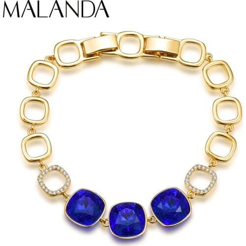 Crystals From Swarovski Square Fancy Stone Bracelets New Fashion Gold Color Bracelet Bangle For Women Wedding Party Jewelry Gift