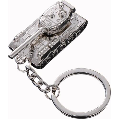 Battle Tank Panzer Armored Vehicle Key chain Metal Key Rings Motor Car Keychain Tank Revolving Turret gun barrel
