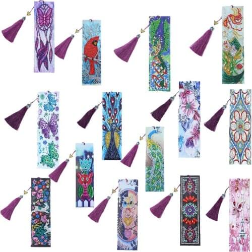 Diamond Painting Exquisite Leather Bookmarks Tassel Bookmarks Special Shaped Diamond Embroidery Craft decoration
