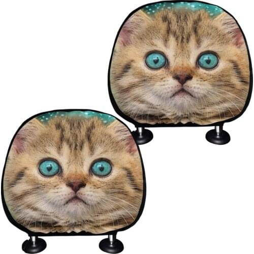 2Pcs/Set Rest Cushion Cover Protective Case Cat Pattern Car Headrest Seat Cover Fashion Custom Car Styling Seat Headrest Cover