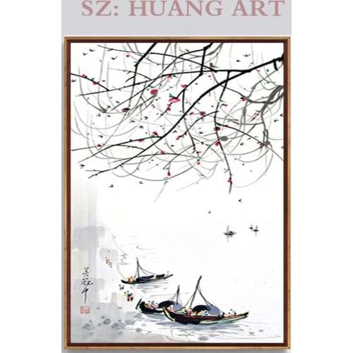 Pure manual painting elegant Chinese water town boat modern family decoration famous painting s Large murals Decorate the hot