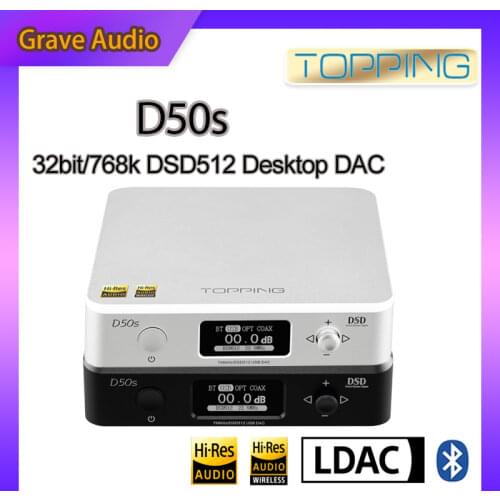 TOPPING D50s Hifi USB ES9038Q2M*2 DAC Bluetooth 5.0 LDAC D50 DSD512 32Bit/768kHz Hi-Res Audio HIFI Decoder