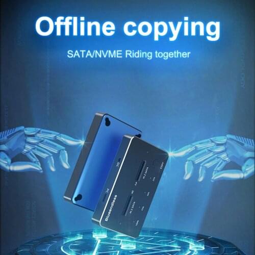 USB 3.1 Dual-Bay SSD Enclosure Docking Station Offline Clone 2242/2260/2280/22110 M.2 SATA NVME Solid State Drive Reader for PC