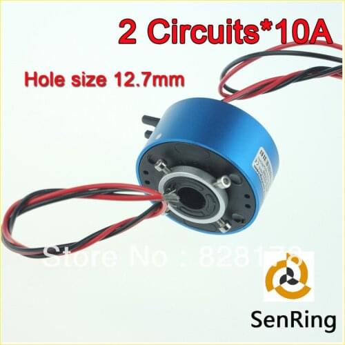 Mini rotary joint connector 2 circuits 10A with bore size12.7mm of through hole slip ring