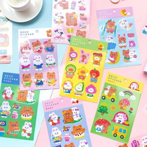 Scrapbooks Laptop Stickers Colorful Decoration Bear Shape Stickers Diy Label Decorative For Diary Planner Gift Box Packing