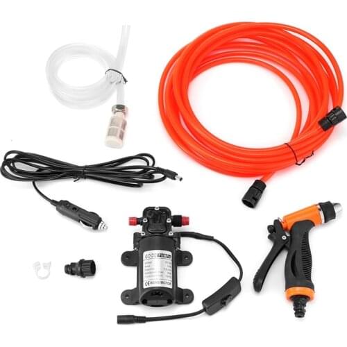 Free Shipping Car Washer Pump high Pressure Washer Power Pump System Kit DC 12V 130PSI 80W Household Car Washer Washing Machine