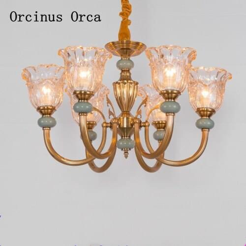 New European luxury Golden Crystal Chandelier living room dining room bedroom French creative led flower glass chandelier