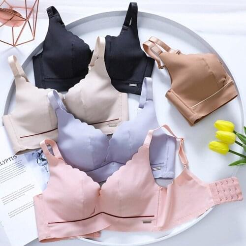 Wasteheart New Women Fashion Black Skin Blue Wireless Padded Bras Sexy One-Piece Bras Bralette Cup A B C Seamless Underwear