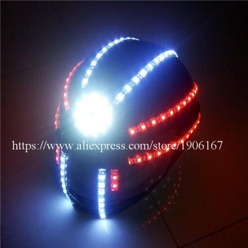New Design LED Luminous Helmet Growing Light Up Halloween Helmet Led Party Christmas Robot Headwear For Stage Performance Show