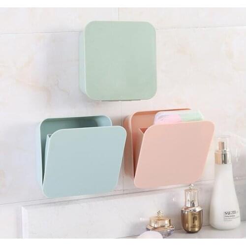 Space Rack Bathroom Organizer Cosmetics Storage No Drill Space Saving Pink Blue Plastic Creative Storage Box