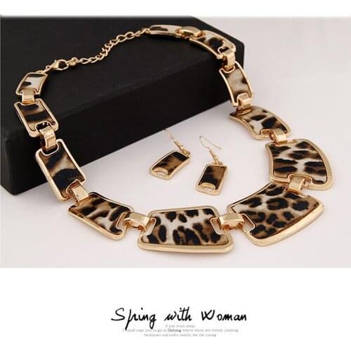 Fashion Gold Tone Style Necklace Leopard Grain Necklace Collar Bib For Women Charm Bling Gift Necklace Naszyjniki Damskie