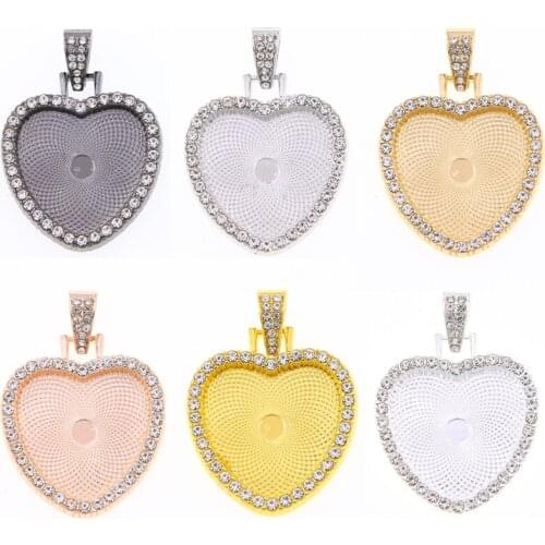 3PCS inner diameter 25mm heart-shaped cabochon pendant jewelry making base charm alloy, can be used for DIY necklace handmade Fi