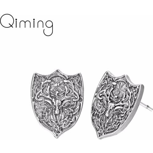 Sekira Slavic Deer Vintage Earrings Antique fashion Viking Jewelry Accessories Nordic Talisman Amulet Animal Stud Earring Gift