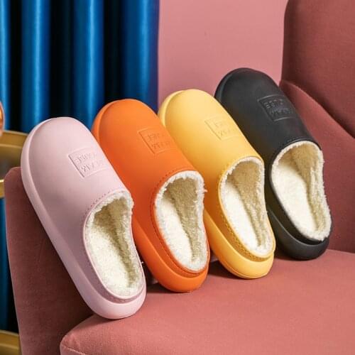 Winter Home Shoes Men Women Slippers Waterproof Warm Fur Slides House Slippers Clogs Lovers Indoor Home Floor Ladies Shoes