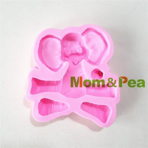 Mom&Pea 1365 Free Shipping Elephant Silicone Mold Cake Decoration Fondant Cake 3D Mold Soap Mold Food Grade