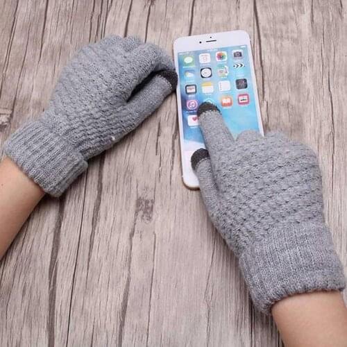 Thick Winter Touch Screen Gloves Women Men Warm Stretch Knit Mittens Imitation Cashmere Full Finger Guantes Female Crochet Luvas