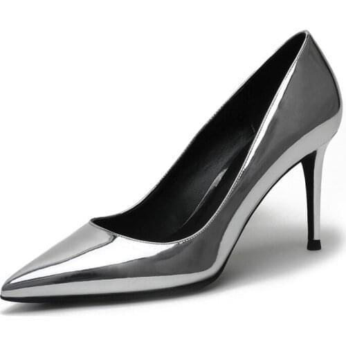 Patent Leather/Sheepskin Leather/Kid Suede/Silk High Heels Women Pumps Wedding Party Concise Spring New Pointed Toe Shoes M0036