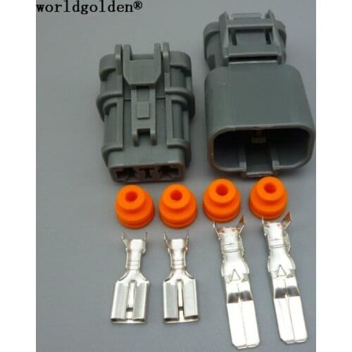 Worldgolden 2pin 6.3mm Female Male Kit Auto 2 Pin Electrical Plug Cable Pin Header Connector 7123-6423-30