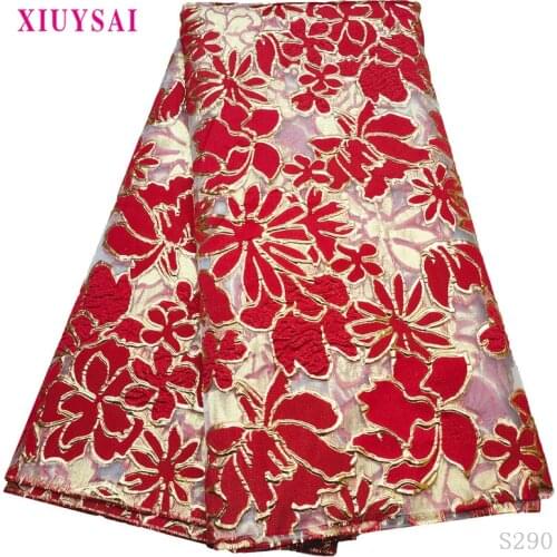 XIUYSAI Red New Design Brocade Lace Fabric African Jacquard Lace Fabric high quality lace For dubai style lace S29