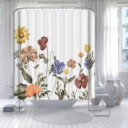 Watercolor Flower Bathroom curtain flora printed shower curtain waterproof polyester fabric bath curtain for bathroom home decor