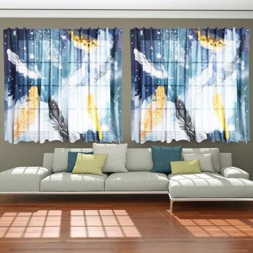 Nordic Style Feather Velcro Curtains For The Living Room Kitchen Bedroom Hall Room Windows Bath Screens Background Tapestry