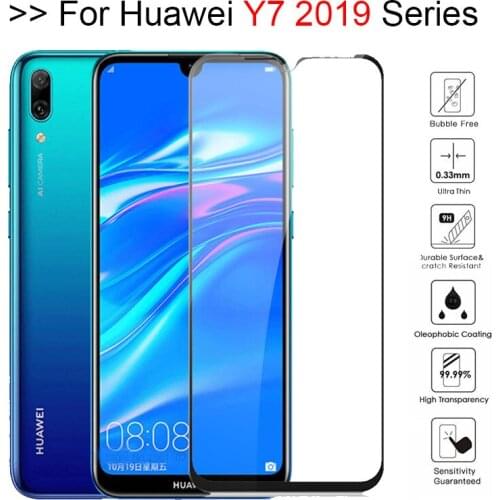 Protective glass on for huawei y7 2019 safety glass hauwei huavei y7 pro 2019 y7pro 7y y 7 y tempered glas phone front film trem