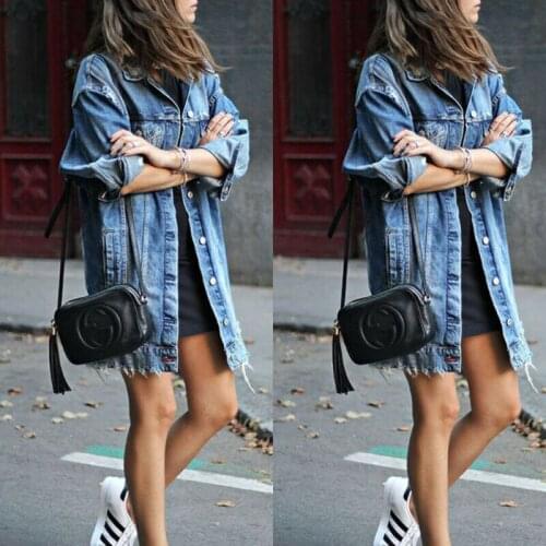 2020 Newest Fashion Womens Retro Boyfriend Fitted Denim Jacket Solid Jeans Coat Outwear Long Sleeves