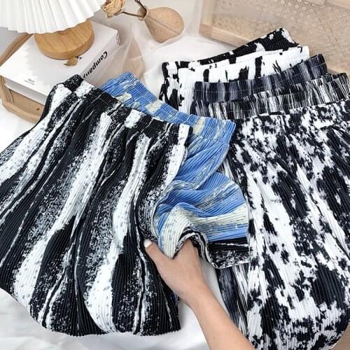 Summer 2021 Womens High Waist Pleated Chiffon One Hundred Artistic Tie-dye Skirts Leisure Long Section Of A Printed Dress