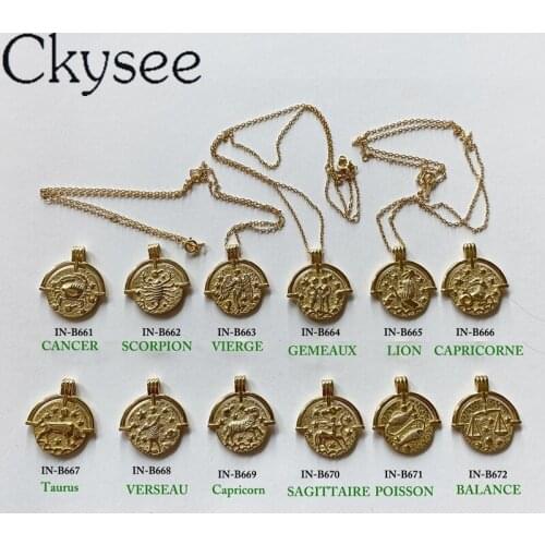 Ckysee Twelve Constellation Pendant Necklace Real 925 Sterling Silver Clavicle Chain For Fashion Women Minimalist Fine Jewelry