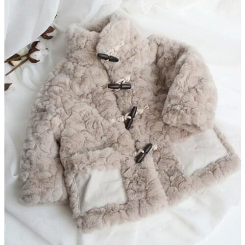 Winter Spring Baby Girls Rabbit Ear Hoodie Faux fur Coat Jacket Casual Outerwear Boy Leisure Sports Skiing Down Parkas Jacket
