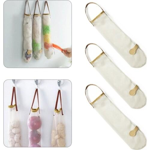 3PCS Mesh Net Fruit Vegetable Garlic Onion Hanging Food Storage Bags Reusable Organizer Home Hollow Mesh Bag Kitchen Accessories