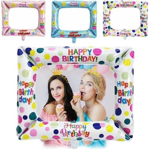 1Pcs Birthday Photo Booth Frame Props Aluminum Foil Balloon Birthday Party Decoration Children Helium Balloon Baby Shower Gift