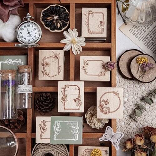 1PCS Yoofun Vintage Wooden Stamp For Scrapbooking Journal Standard Stamp Retro Stationery Retro Elf Forest Label Rubber Stamps