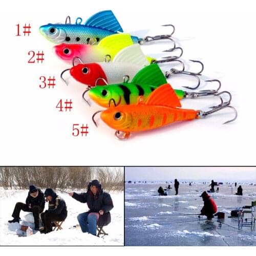 1 PCS Winter Ice Sea Sinking Hard Fishing Lures VIB Bait Diving Swivel Jig 16.5g 65mm