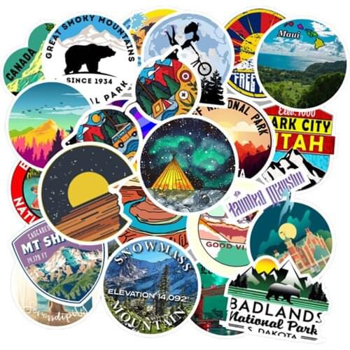 10/30/50PCS Outdoor Travel Scenery Stickers DIY Phone Snowboard Laptop Luggage Fridge Guitar Graffiti Waterproof Decal Stickers