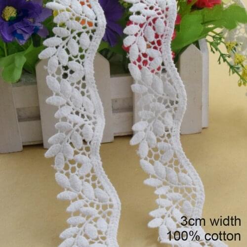 10yards 3cm wide 100% Cotton embroid lace sewing ribbon guipure trim wedding decoration DIY colthes Accessories lace#3998