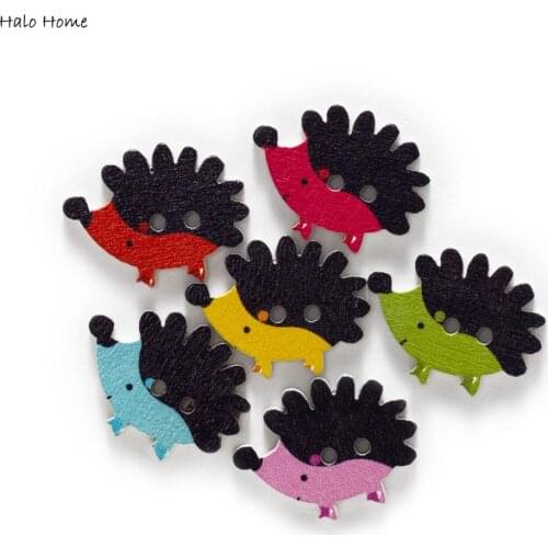 30pcs Hedgehog Series Wood Buttons for Sewing Scrapbooking Clothing Headwear Handmade Crafts Home Decor Accessories DIY