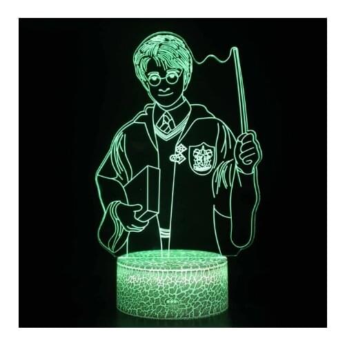 Harried Hogwartss 3D Night Lamp Potter Anime Figure Toys Led Remote Controlled RGB Gryffinndor Holiday Lighting Children Gift