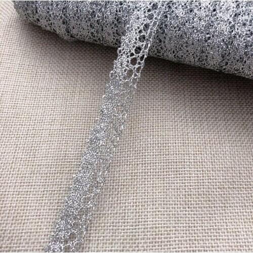 5 Meters Victorian Antique Metallic Gold Silver Crocheted Lace Trim Ribbon for Clothing DIY Sewing Accessories 1.5cm