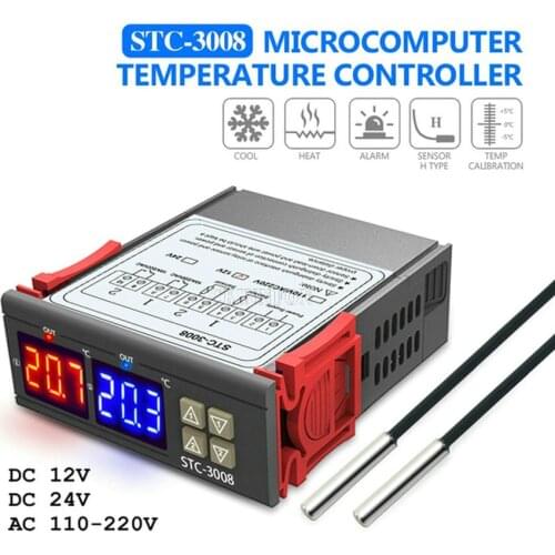 50Pcs STC-3008 Digital Thermostat Temperature Humidity Controller Thermostat Humidistat Thermometer Hygrometer Control Switch