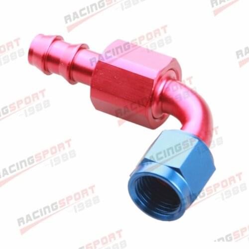 6AN 90 Degree Push On Swivel Oil Fuel Line Hose End Fitting Adaptor Red/Blue